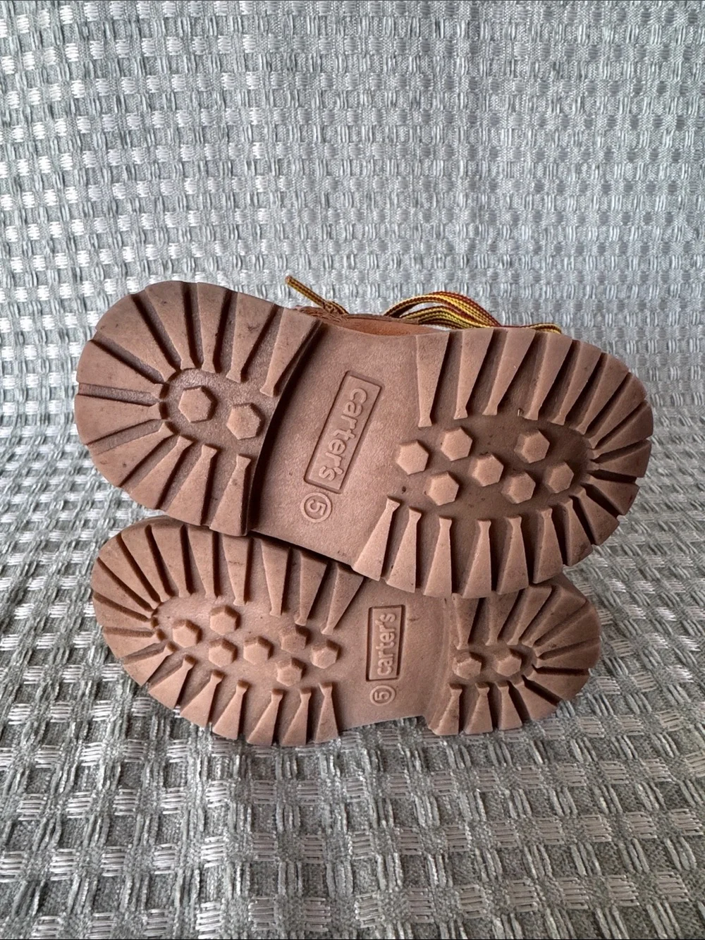 Carter’s Roy Toddler Boys Work Boots Size 5 Tan Brown Faux Leather
